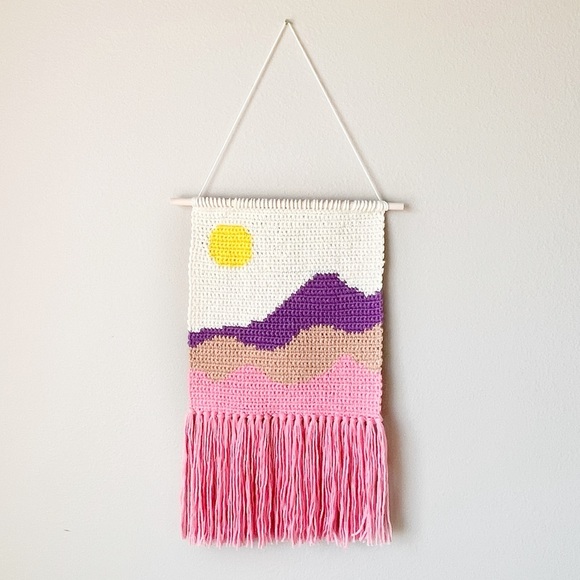 Other - Sunrise Mountain Scape Crochet Tapestry